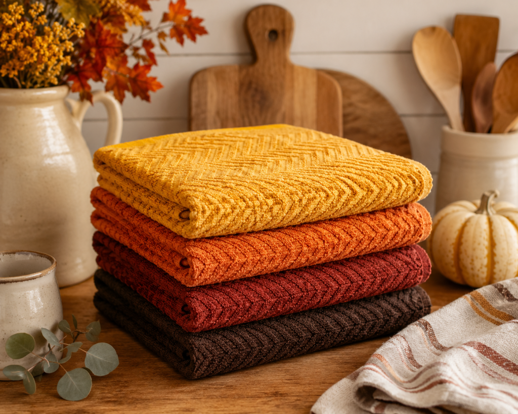 100% Cotton Fall Kitchen Towels - Set of 4