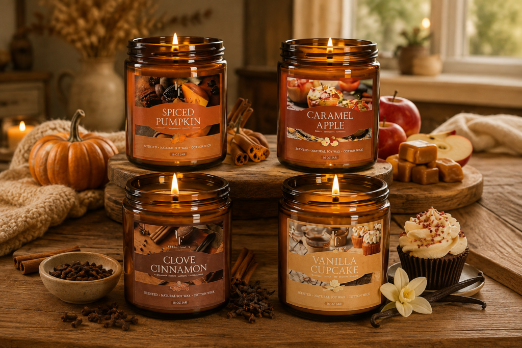 Fall Candles, Set of 4 Soy Candles