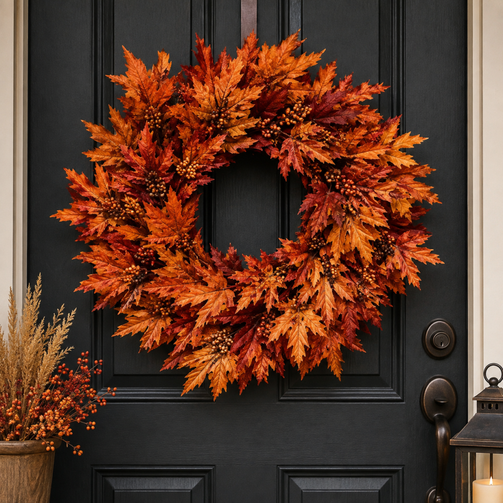 Artificial Fall Maple Leaf Wreath